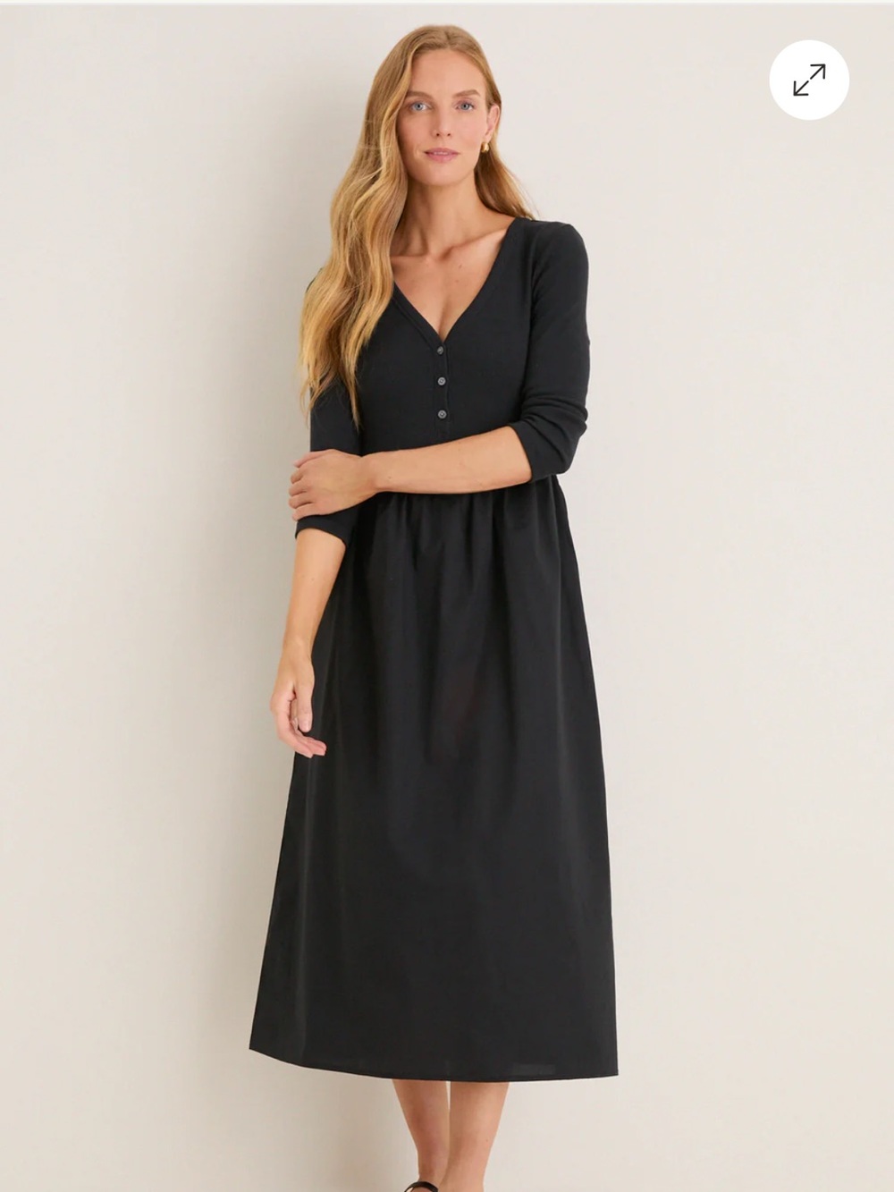 Tuckernuck Medium Black Mixed Media Lizzie Maxi Dress Casual Ribbed 3/4 sleeve